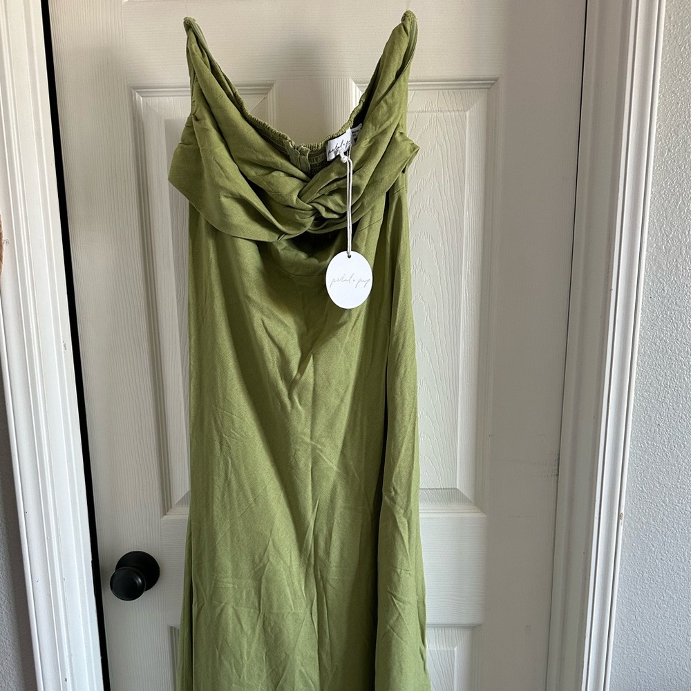 Petal & Pup Olive Strapless Cutout Dress